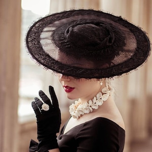 A Victorian style glamorous lace hat. Handmade to order image 1