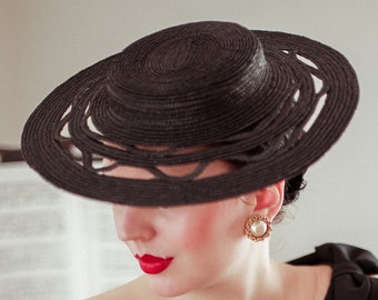 100% natural finest wheat straw couture Edwardian style hat