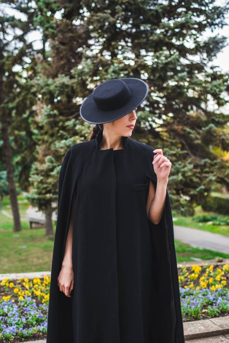 Winter dark academia couture cape coat merino wool/cashmere blend and double-lined image 1