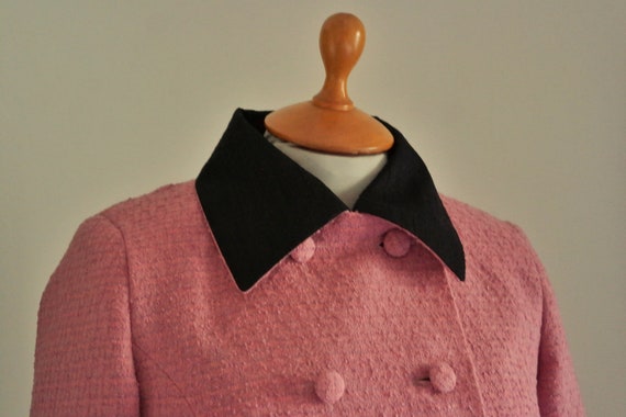 60s Inspired Couture Chic Pink / White Tweed Set - Wool Tweed