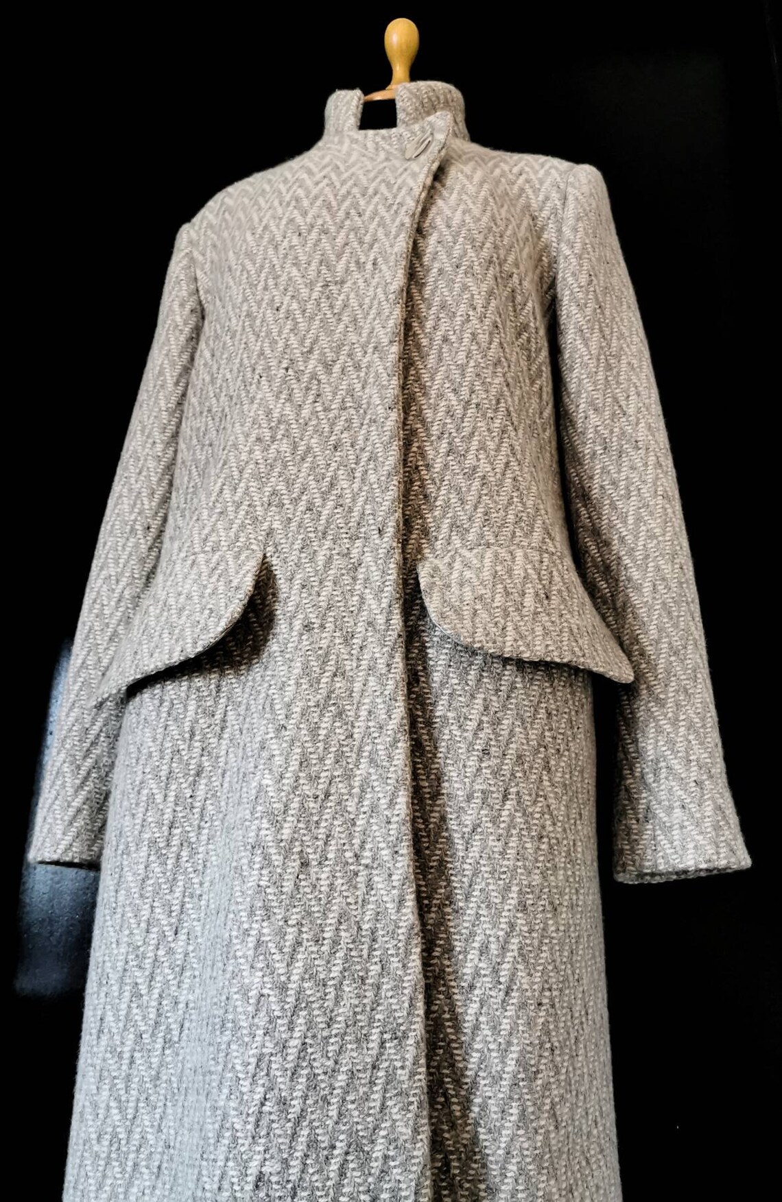 A Mandarin Collar Warm Custom Made Wool Coat Etsy