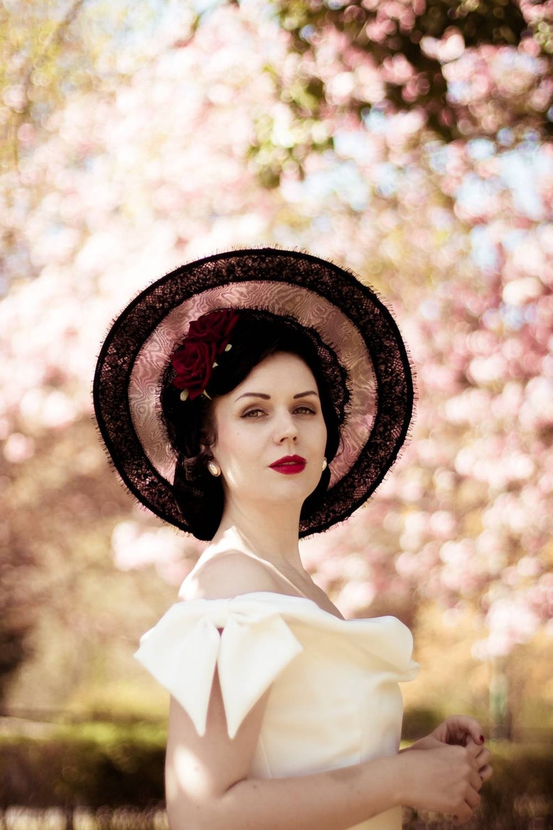 A Victorian style glamorous lace hat. Handmade to order image 4