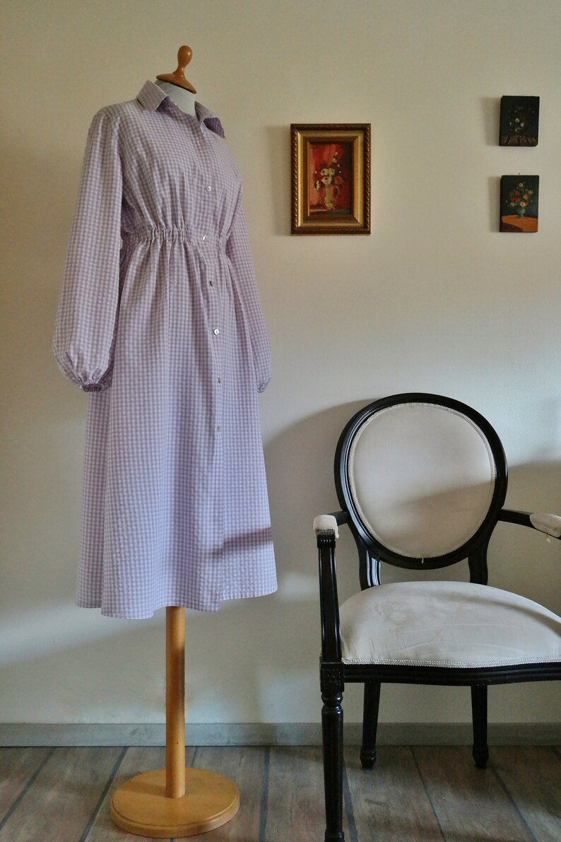 BISHOP SLEEVES GINGHAM DRESS