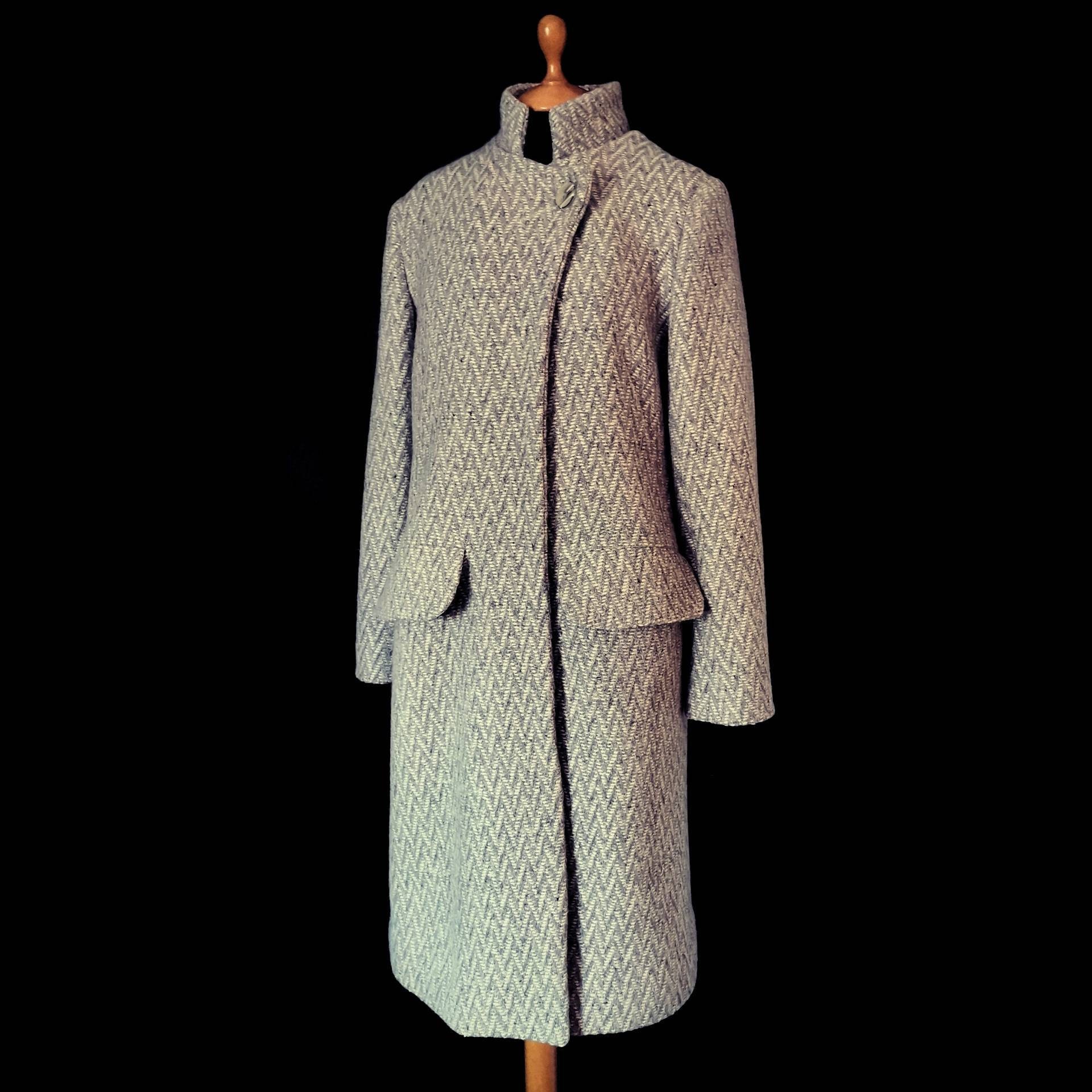 Mandarin collar top wool coat