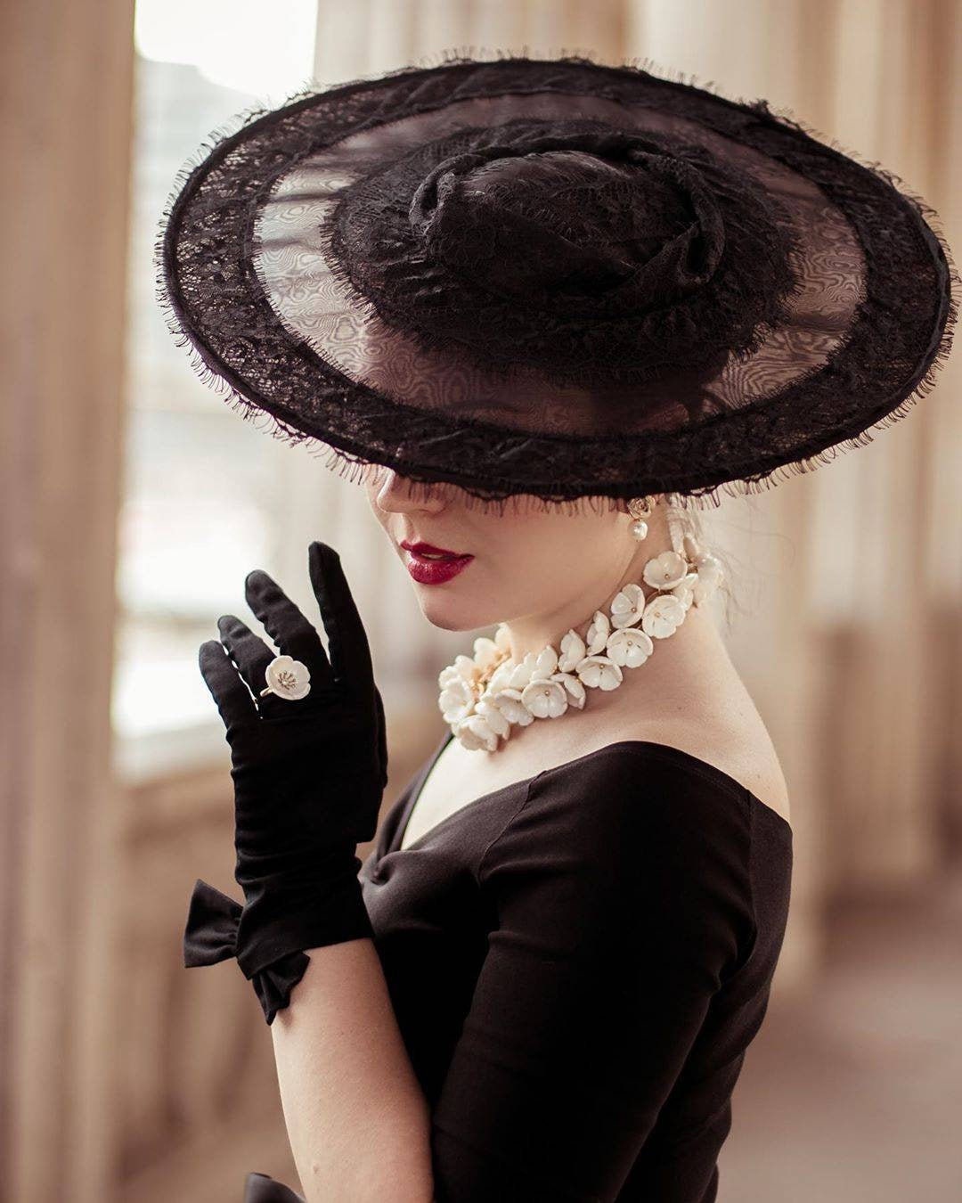 SET BELLE EPOQUE CHAPEAU ET GANTS NOIRS - Accessoires/Chapeaux