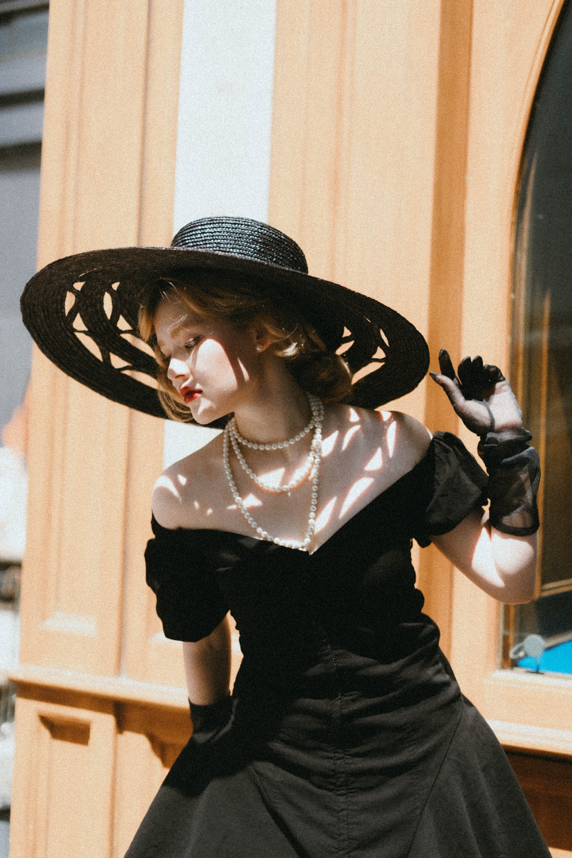 Celestelilou Edwardian Style Black Straw Hat The Breakfast at Tiffany main image 3