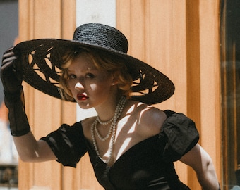 Signature Hand Woven Black Straw Hat - Etsy display picture 2