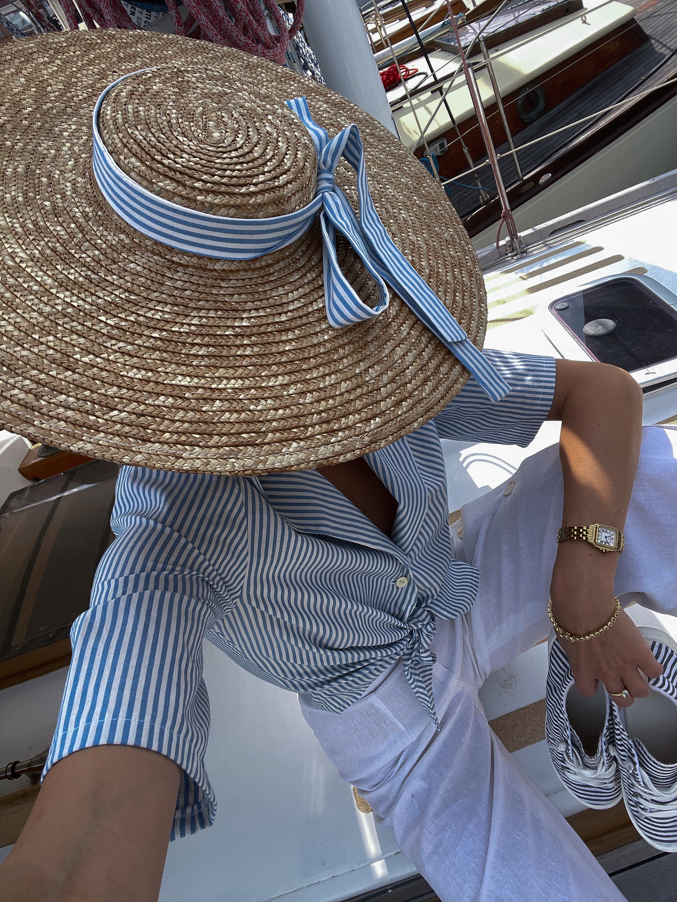 Navy Stripe Professional Blouse Cotton