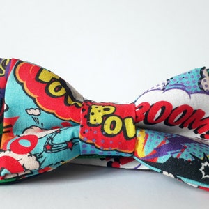 Comic Bow Tie / Superhero Bow Tie / Geek Bow Tie / Toddler Bow Tie Pre-tied Bow Tie For Toddlers / Men Bow Tie /  Self Tie Bow Tie