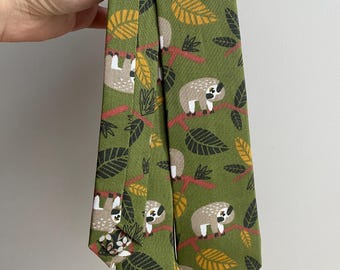 Slow Loris Cotton Necktie, Unique Wedding Accessory