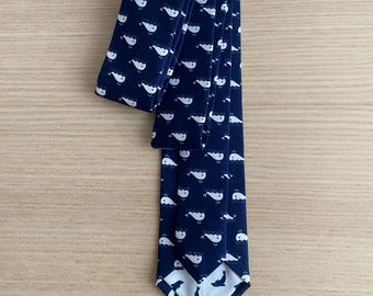 Whales Necktie, Slim/Skinny/Regular, Wedding Accessories, Cotton
