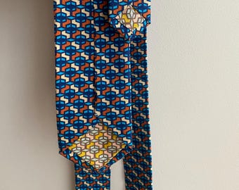 Ornaments Cotton Necktie: Geometric Pattern, Slim/Regular Wedding Tie
