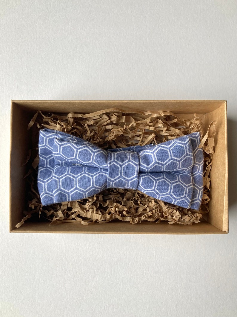 Blue Bow Tie / Mens Bow Tie Pre-tied Bow Tie For Men / Beekeeper Gift / Maze bow tie / Boys Bow Tie / Self Tie Bow Tie / Skinny Tie image 4