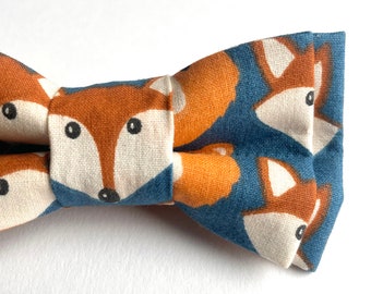 Fox Bow Tie, Pre-Tied Cotton Bowtie for Toddler