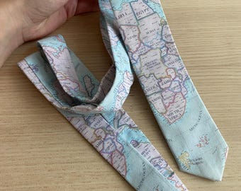 World Map Cotton Necktie, Travel Theme Wedding Tie