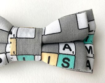 Crossword Bow Tie: Geek Nerd Pre-tied Cotton Bowtie