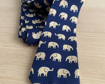 Elephant Print Cotton Necktie, Wedding Accessories