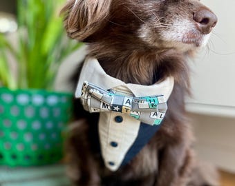 Formal Dog Bandana with Bow Tie: Wedding Special Occassion Pet Scarf Tuxedo