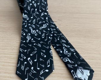 Music Notes Necktie, Slim Cotton Tie, Wedding Accessory