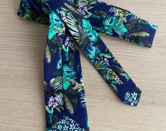 Tropical Necktie, Handmade Cotton Floral Tie