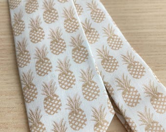 Pineapple Print Cotton Necktie - Slim, Skinny, or Regular Tie