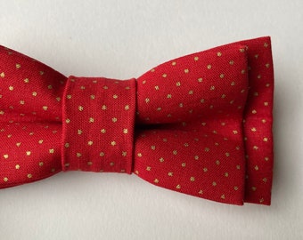 Red Bow Tie / Boys Bow Tie Pre-tied Bow Tie For Boys / Gold and Red bow tie / Polka dot bow tie / Self Tie Bow Tie / Skinny Tie