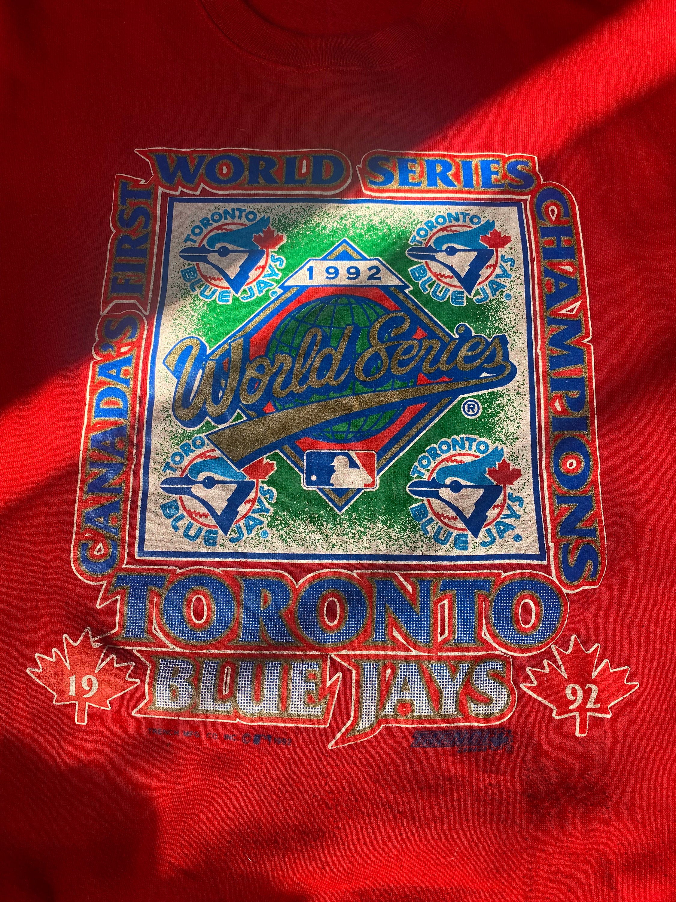 LostTimeCollection Toronto Blue Jays World Series 1992 Trench Canada Sweatshirt