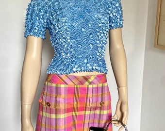 baby blue y2k popcorn crinkle top