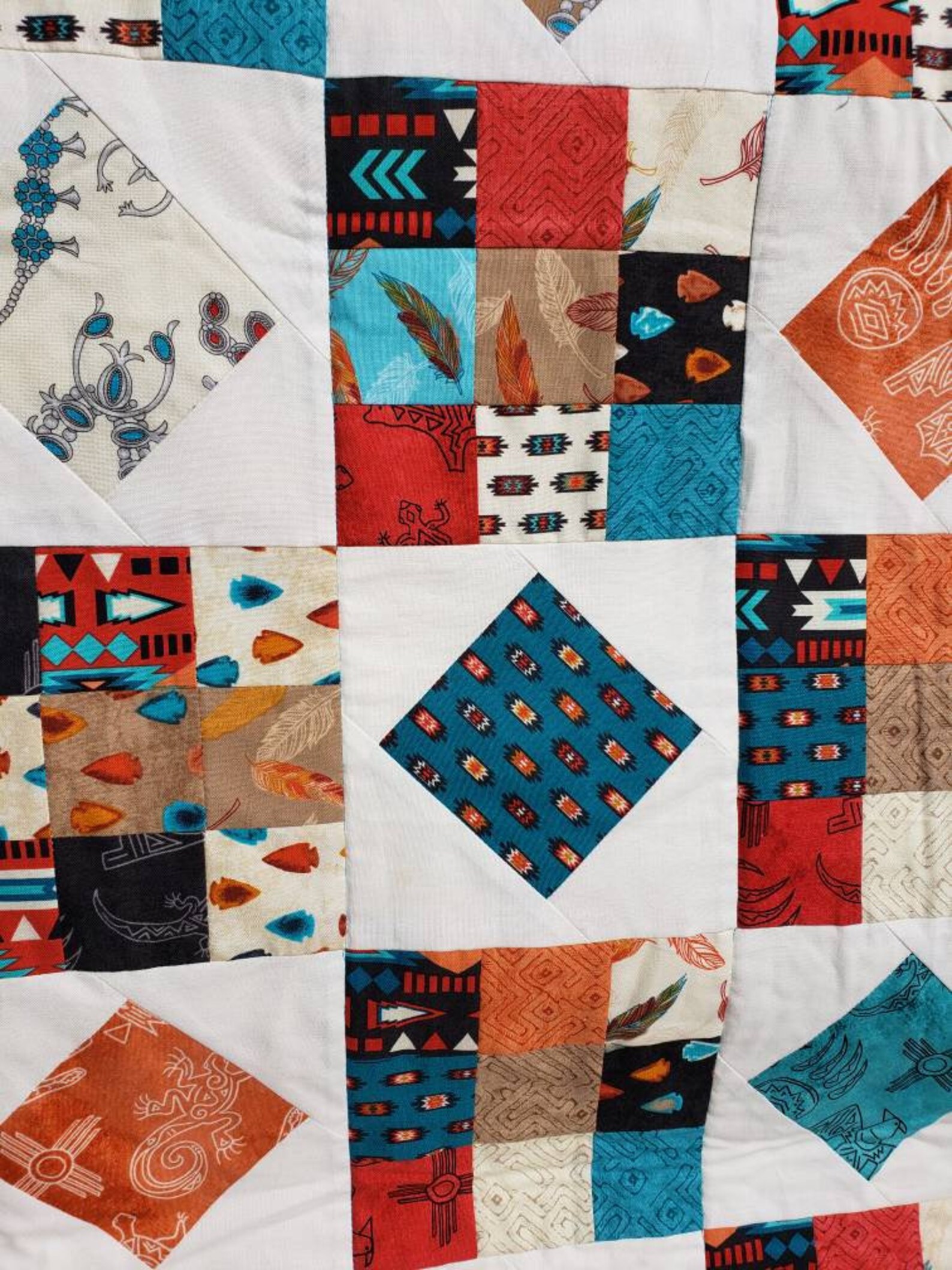 Squash Blossom Necklace Southwest Quilt Lap Quilt 42 x 38 Etsy