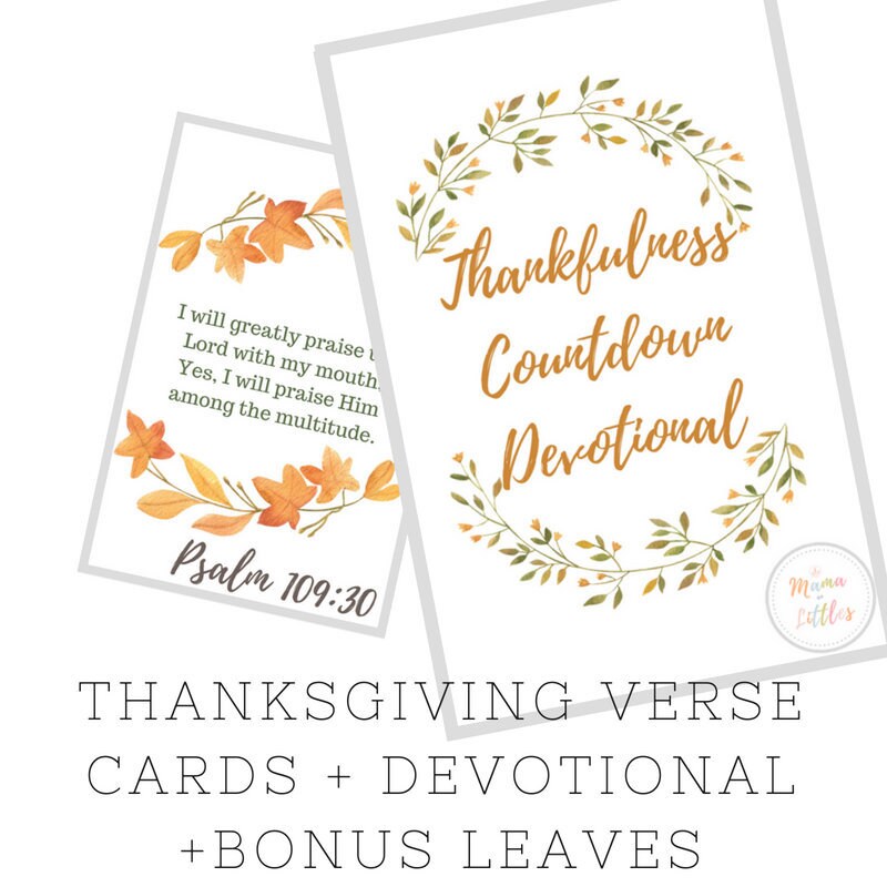 Thanksgiving Bible Verse Countdown Cards Devotional Etsy