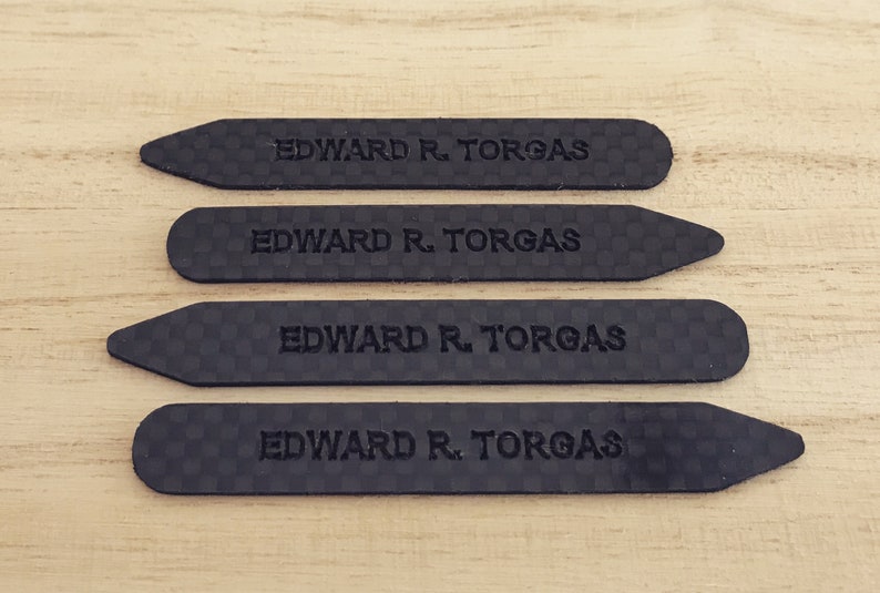 Black Friday Collar Stiffeners Carbon Fiber Collar Stay Engraved Collar Stay Wedding Gift Stocking Stuffer Personalized Collar Stays