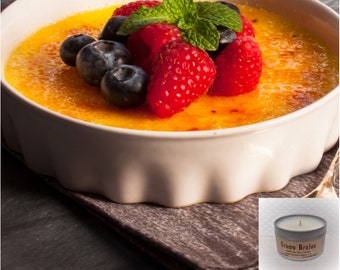 Creme Brulee scented soy candle in 6oz & 8oz tins - candle tins - aromatherapy candle- natural soy wax -hand poured candles