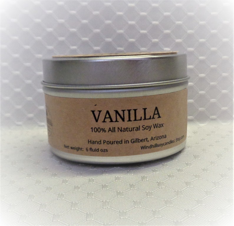 Warm Vanilla Scented Soy Candle in 6oz & 8oz Tins Candle Tin Etsy