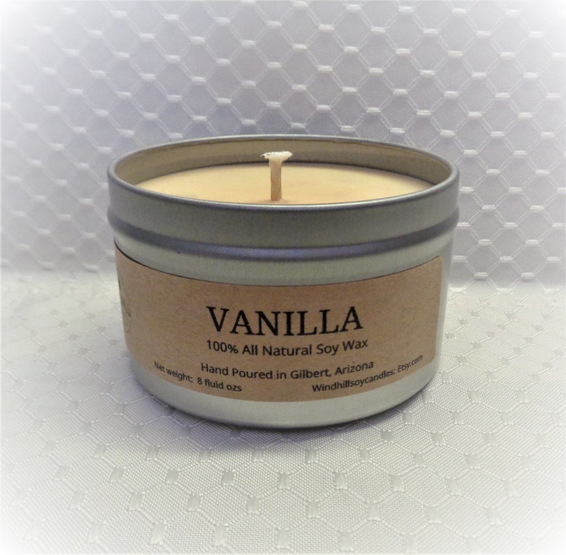 Warm Vanilla Scented Soy Candle in 6oz & 8oz Tins Candle Tin Etsy