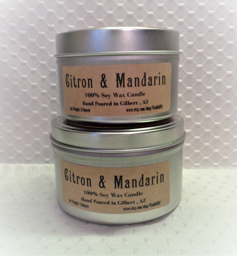 Citron & Mandarin Scented Soy Candle Available in 6oz and 8 Oz Etsy