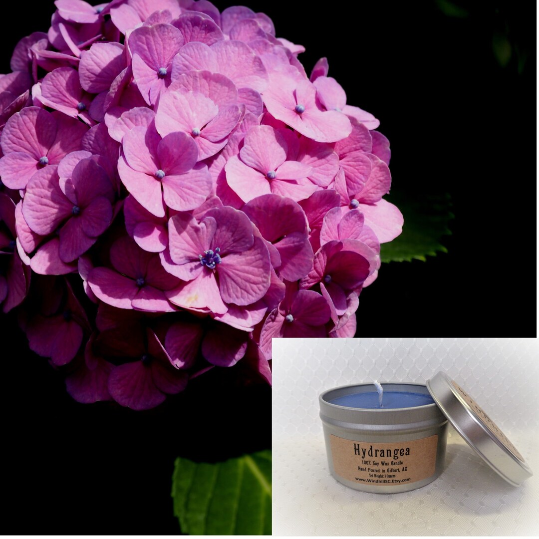 Hydrangea Scented Soy Candle in 6oz & 8oz Tins Candle Tin Etsy