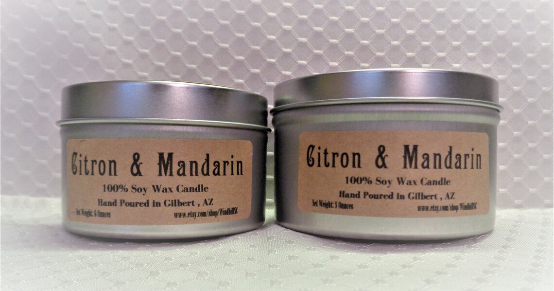 Citron & Mandarin Scented Soy Candle Available in 6oz and 8 Oz Etsy