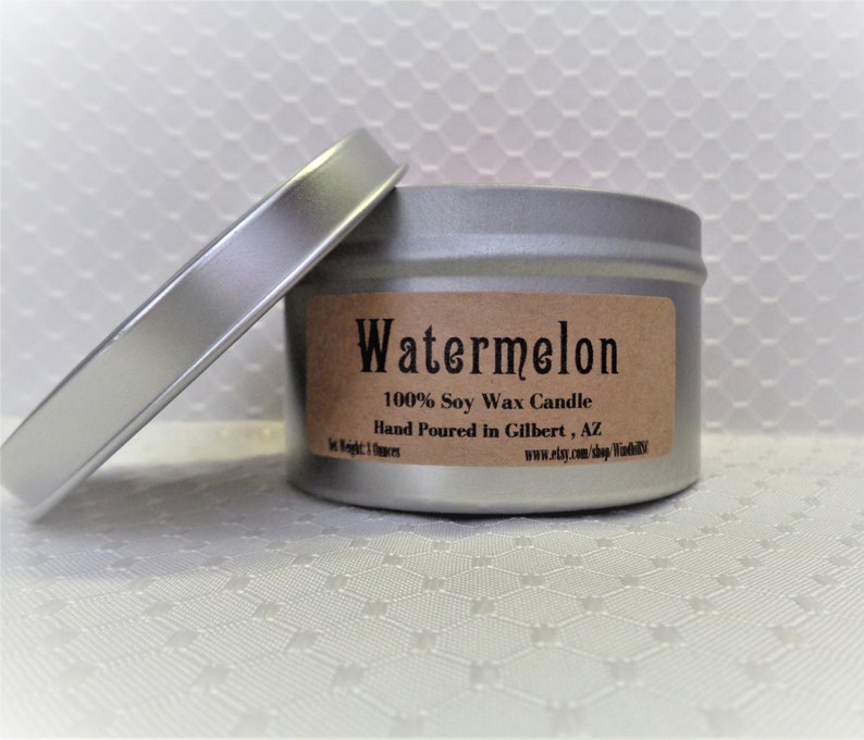 Watermelon Scented Soy Candle in 6oz & 8oz Tins Candle Tins Etsy