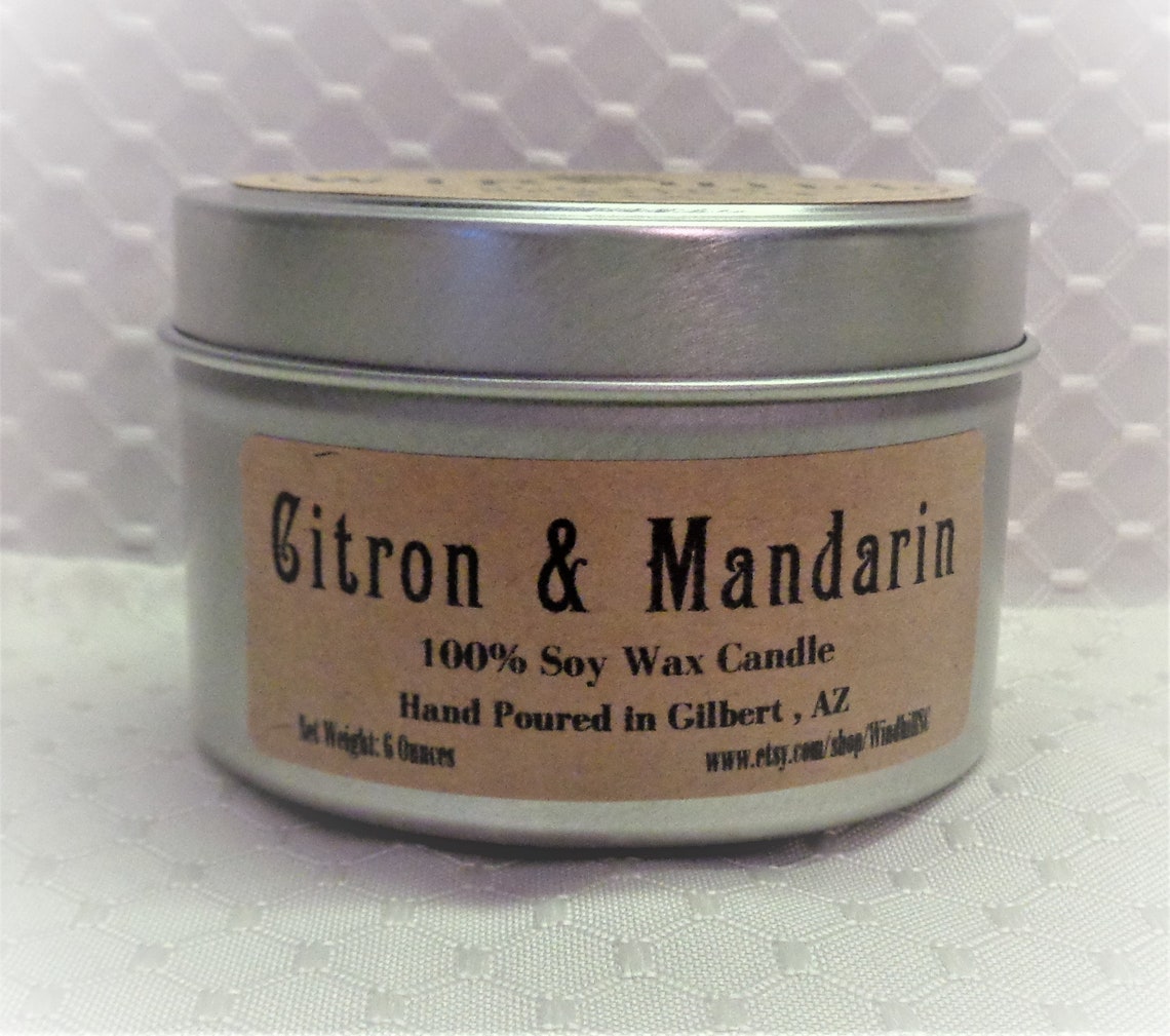 Citron & Mandarin Scented Soy Candle Available in 6oz and 8 Oz Etsy