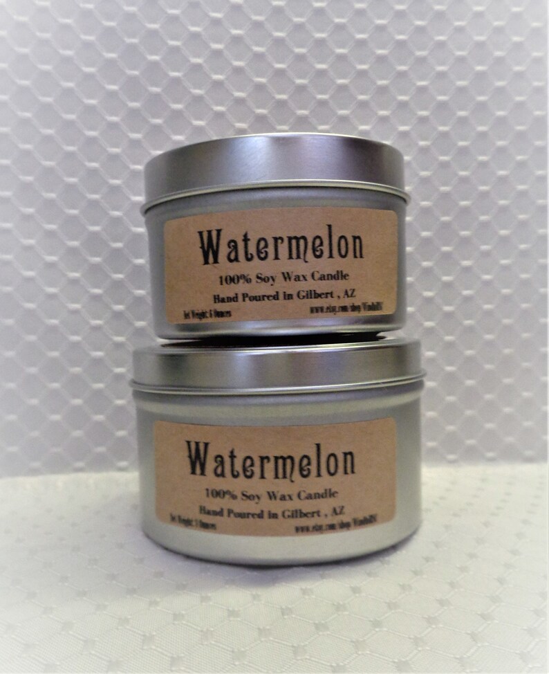 Watermelon Scented Soy Candle in 6oz & 8oz Tins Candle Tins Etsy