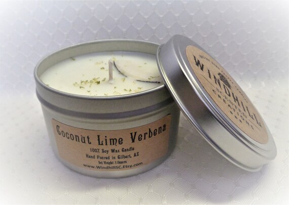 Coconut Lime Verbena Scented Candle In 6oz 8oz Tins Candle Etsy