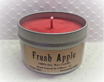 Apple scented soy candle in 6oz & 8oz tin - candle tin - aromatherapy candle - natural wax -hand poured candle - vegan