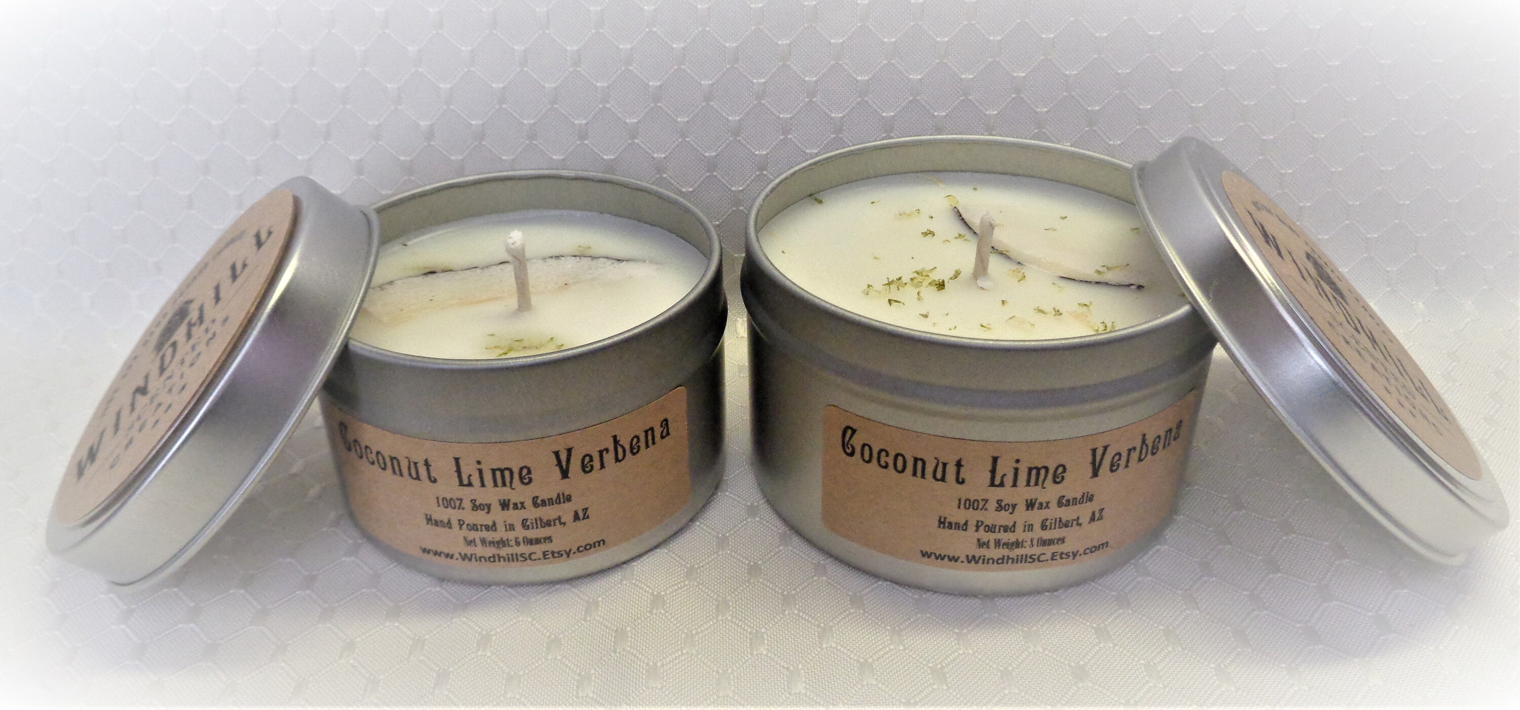 Coconut Lime Verbena scented candle in 6oz & 8oz tins candle tin