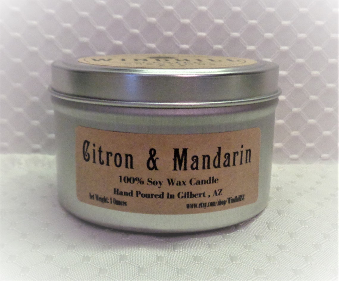 Citron & Mandarin Scented Soy Candle Available in 6oz and 8 Oz Etsy