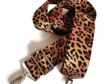 Seatbelt crossbody strap, leopard print seatbelt strap, adjustable crossbody clip on strap, 2 inch seatbelt strap for bags