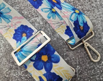 Seatbelt crossbody strap, daisy print seatbelt strap, adjustable crossbody clip on strap, 2 inch seatbelt strap for bags