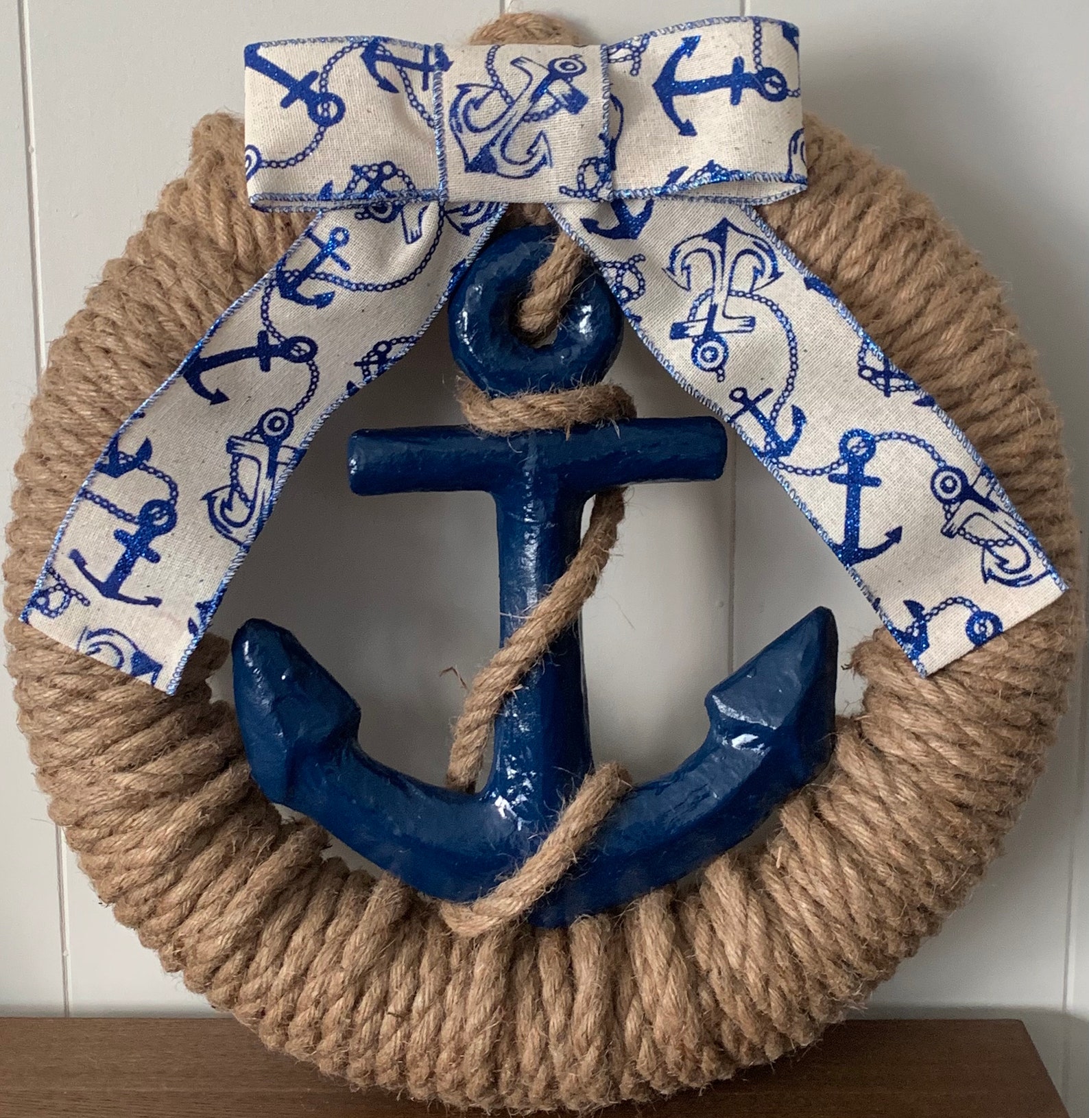 MADE TO ORDER Nautical Anchor Wreath Anchor Wreath Blue Etsy