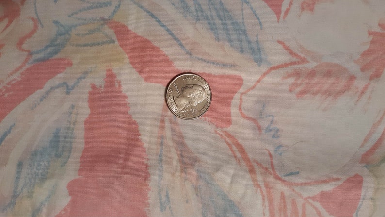 Vintage Cranston Print Works Pink Blue Water Color Flower Cotton Fabric
