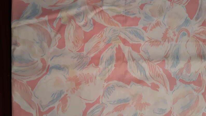 Vintage Cranston Print Works Pink Blue Water Color Flower Cotton Fabric