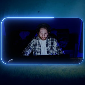 Webcam Overlay Twitch | obs | streamlabs | Animated facecam frame | Rectangle | Blue Neon Rounded edges